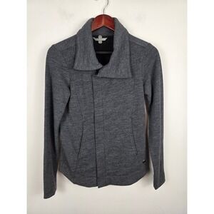 Smartwool Rabbit Ears Women's Gray Merino Wool Asymmetrical Collar Jacket Size S